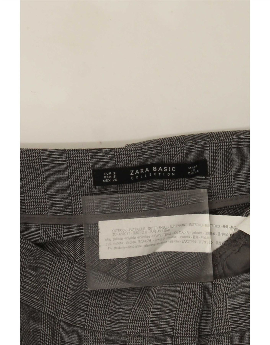 Zara Pantalon de costume slim pour femme Petit W26 L27 Gris à carreaux Polyester