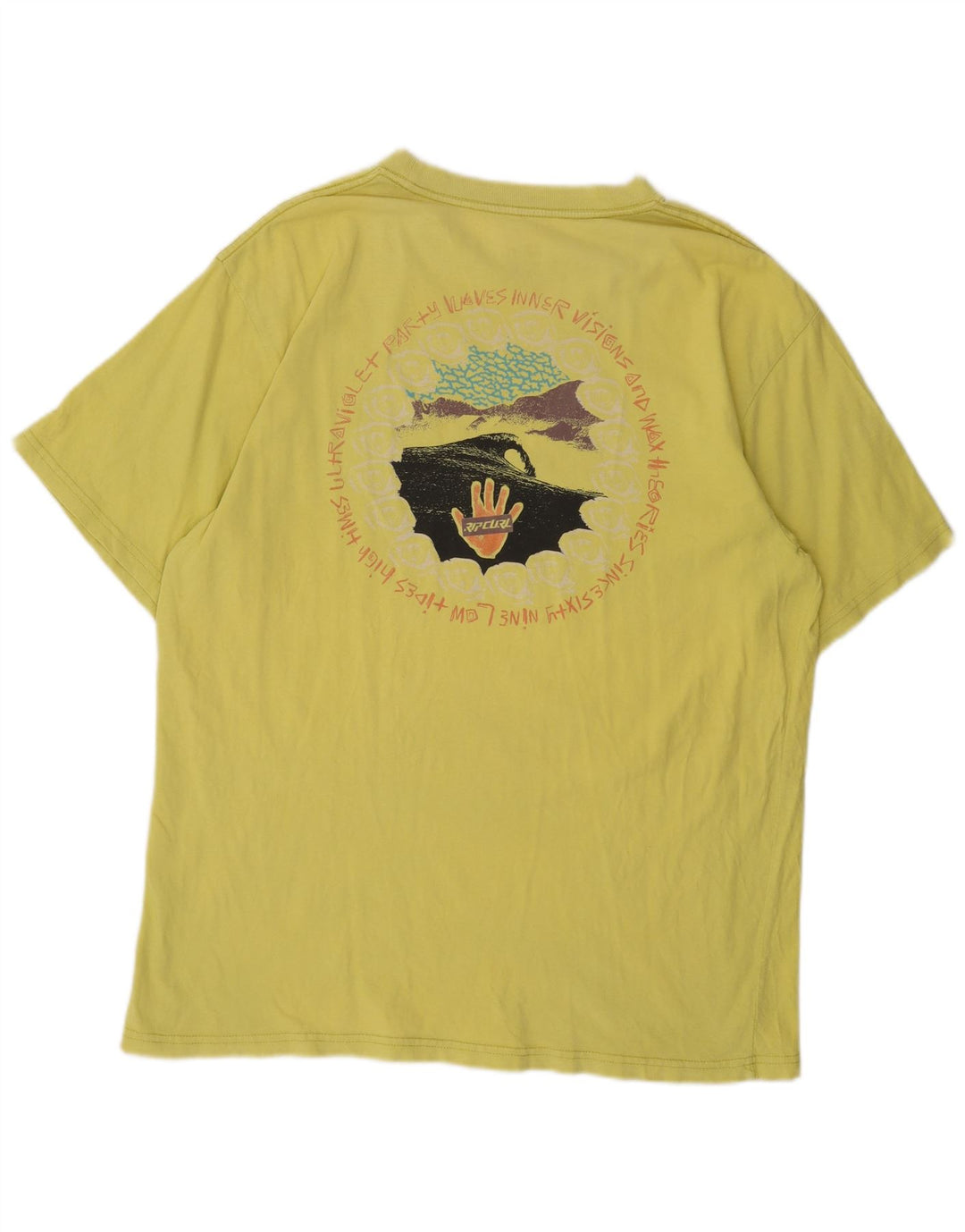 Rip Curl T-shirt graphique pour hommes Top Large Jaune