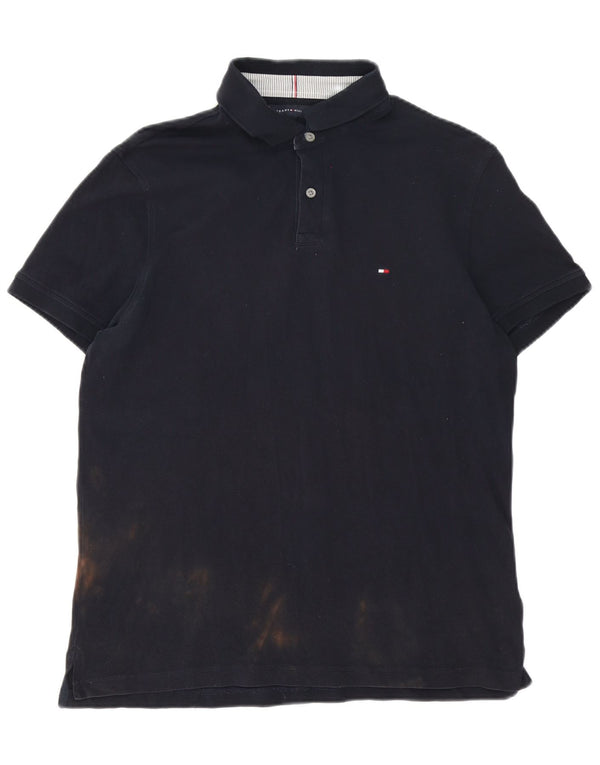 Tommy Hilfiger Polo coupe classique pour homme en coton bleu marine Large