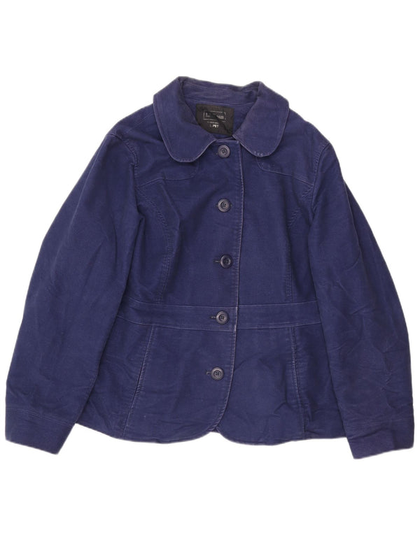 L.L.Bean Veste blazer à 5 boutons en jean pour femme, taille L, bleu marine, taille 16