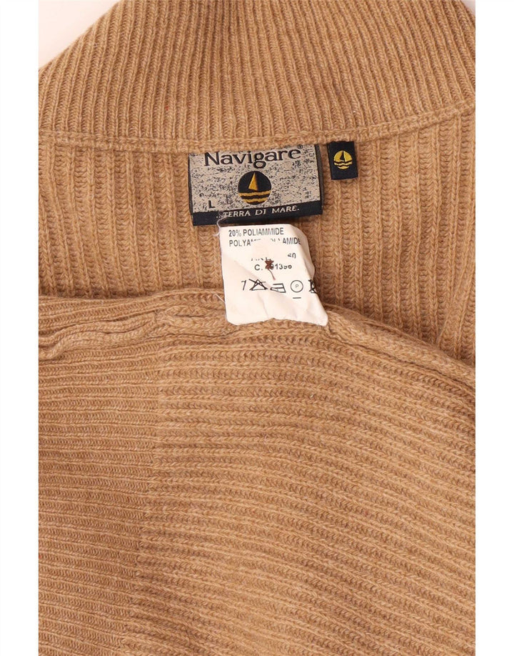 Navigare Cardigan pour homme en laine d'agneau beige
