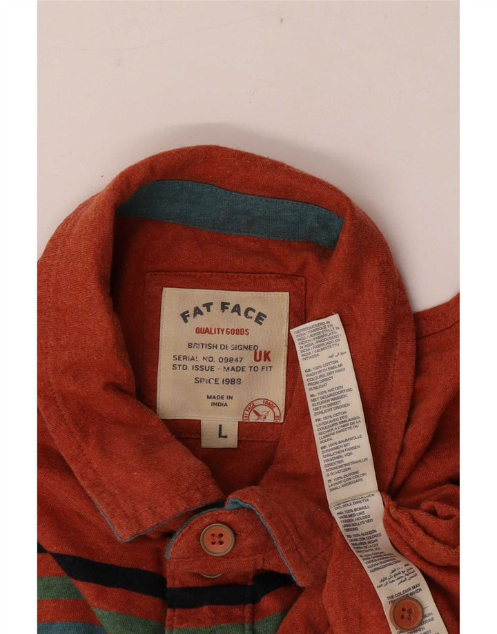 Fat Face Polo Homme Large Orange Colourblock Coton