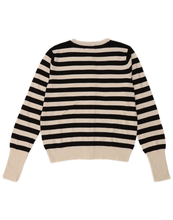 Marks & Spencer Pull Cardigan Femme UK 8 Petite Viscose Rayée Noire
