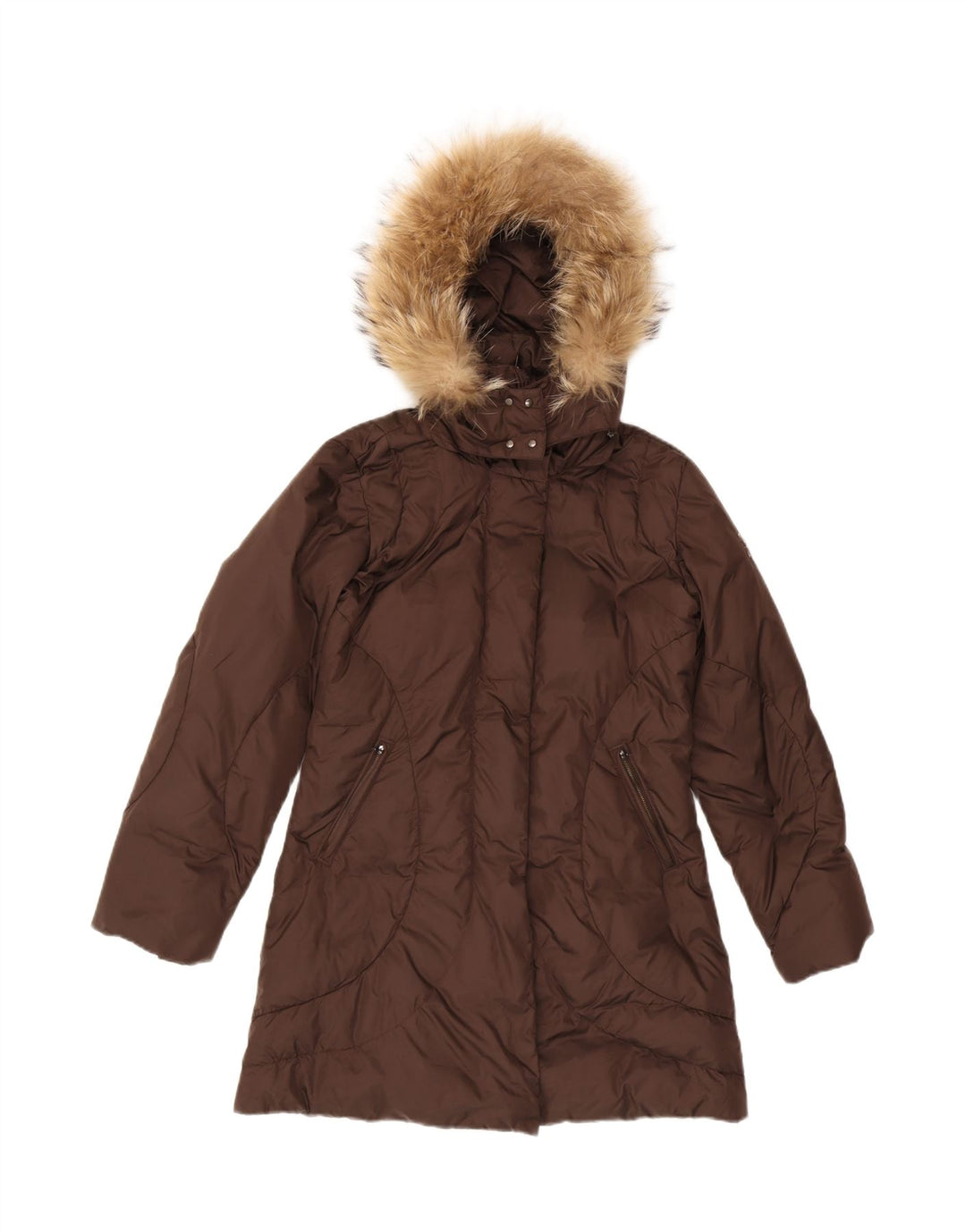 BELFE Womens Hooded Padded Coat UK 8 Small Brown Polyester Vintage Belfe and Second-Hand Belfe from Messina Hembry 