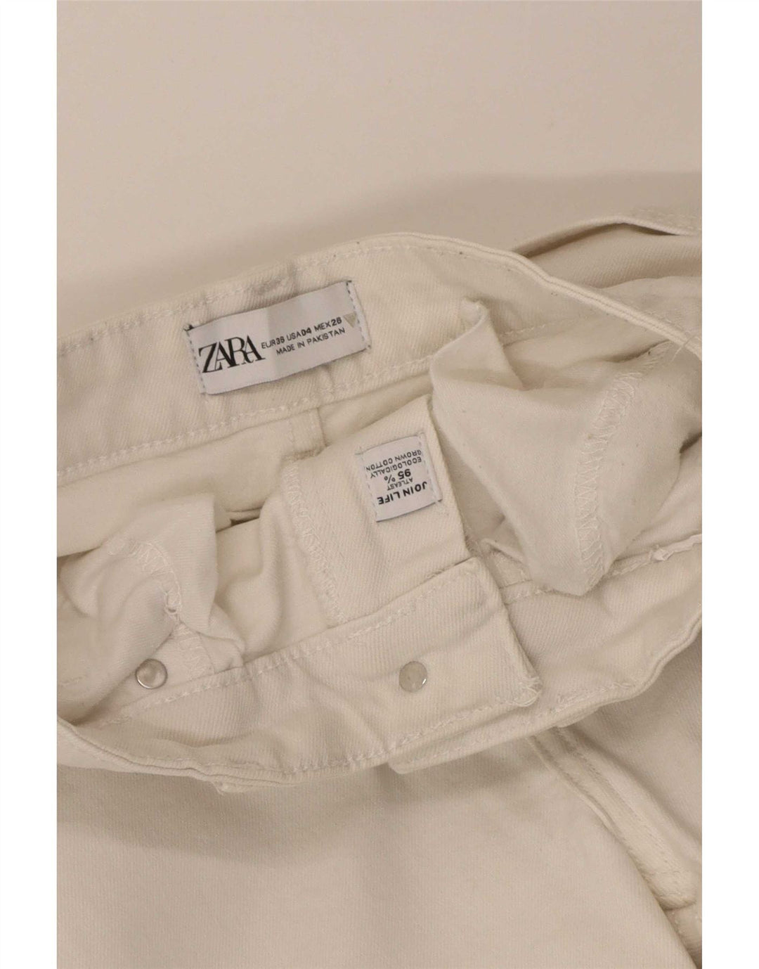 Zara Jean évasé femme EU 36 XS W26 L25 coton blanc