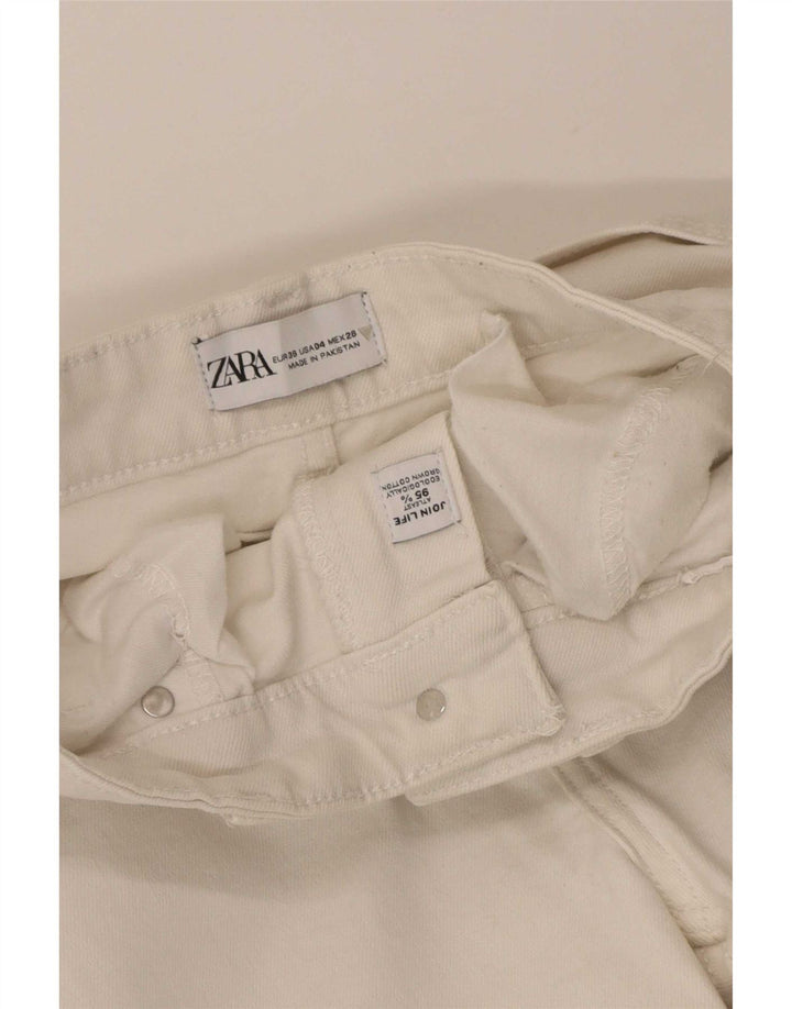 Zara Jean évasé femme EU 36 XS W26 L25 coton blanc