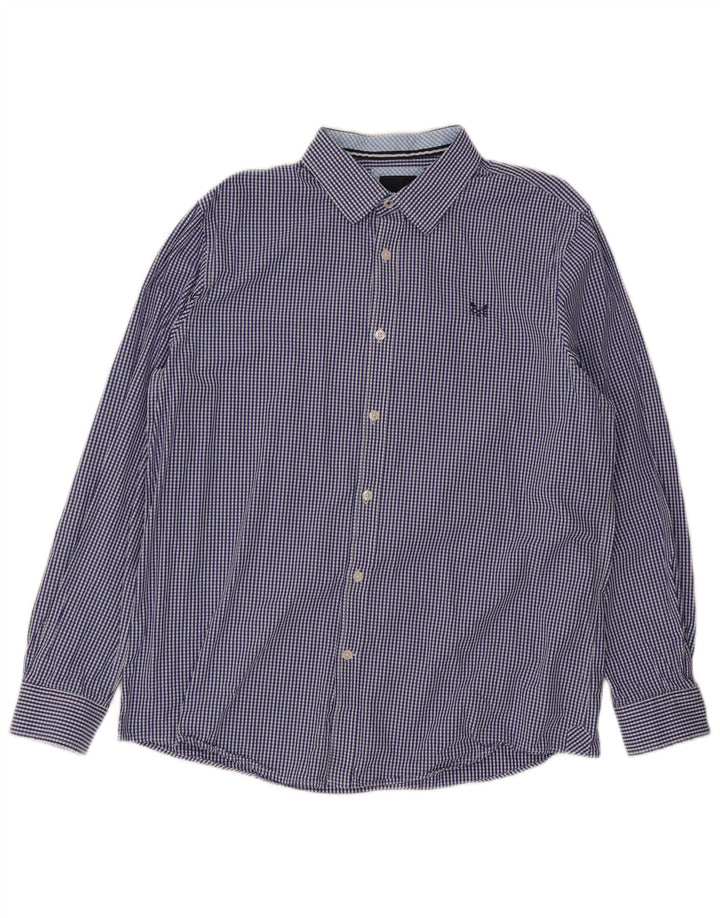 Crew Clothing Chemise classique pour homme en coton vichy bleu Taille L