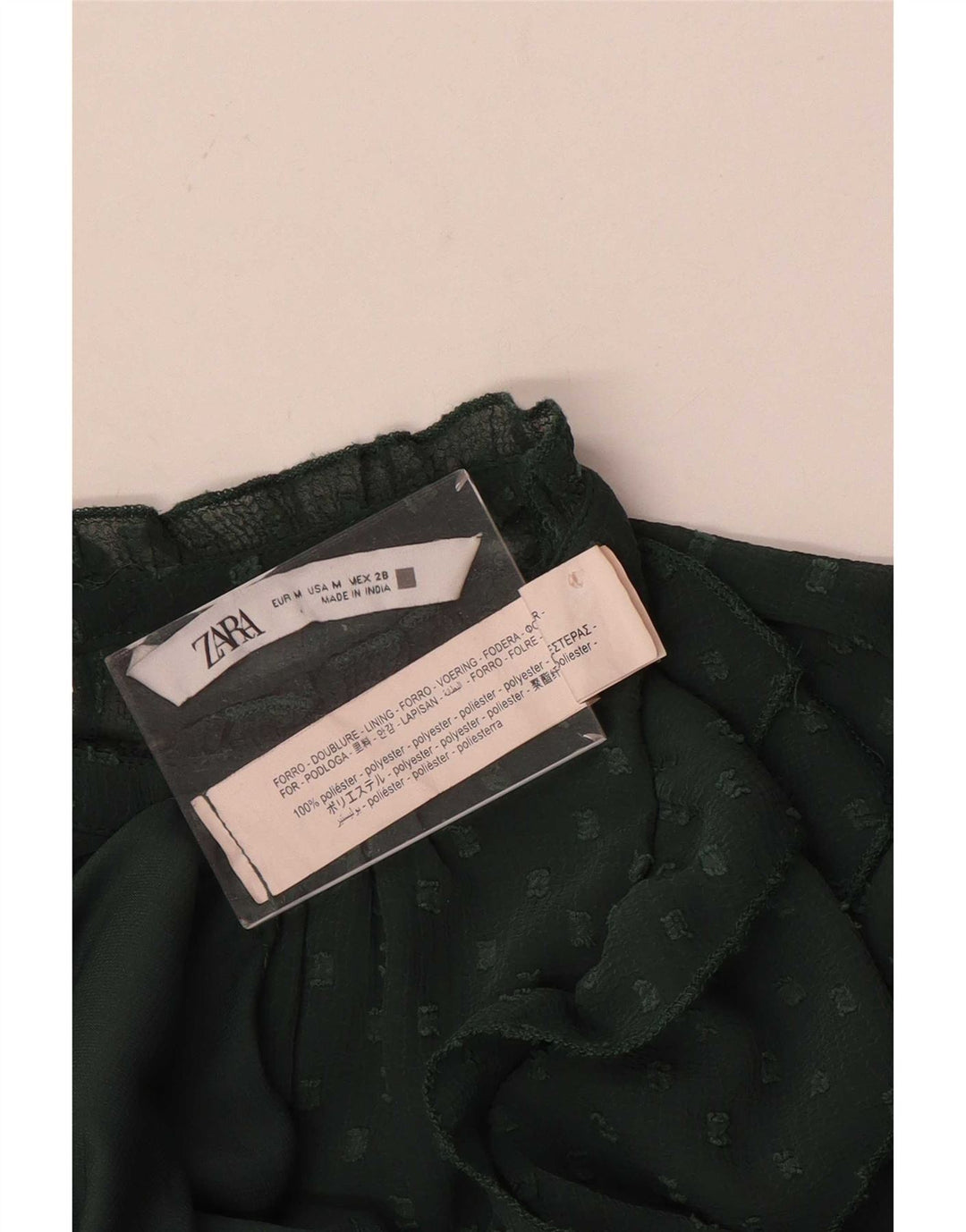 Zara Robe trapèze à manches longues et volants sur le devant pour femme Vert moyen UK 14