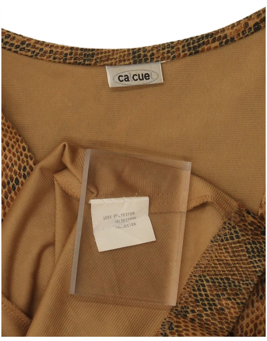 VINTAGE Gilet Femme UK 18 XL Marron Imprimé Animal Polyester