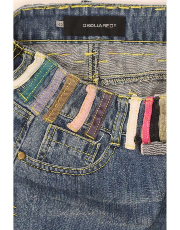 Dsquared2 Femme Mini Jupe En Jean IT 42 Moyen W30 Bleu Colorblock Coton