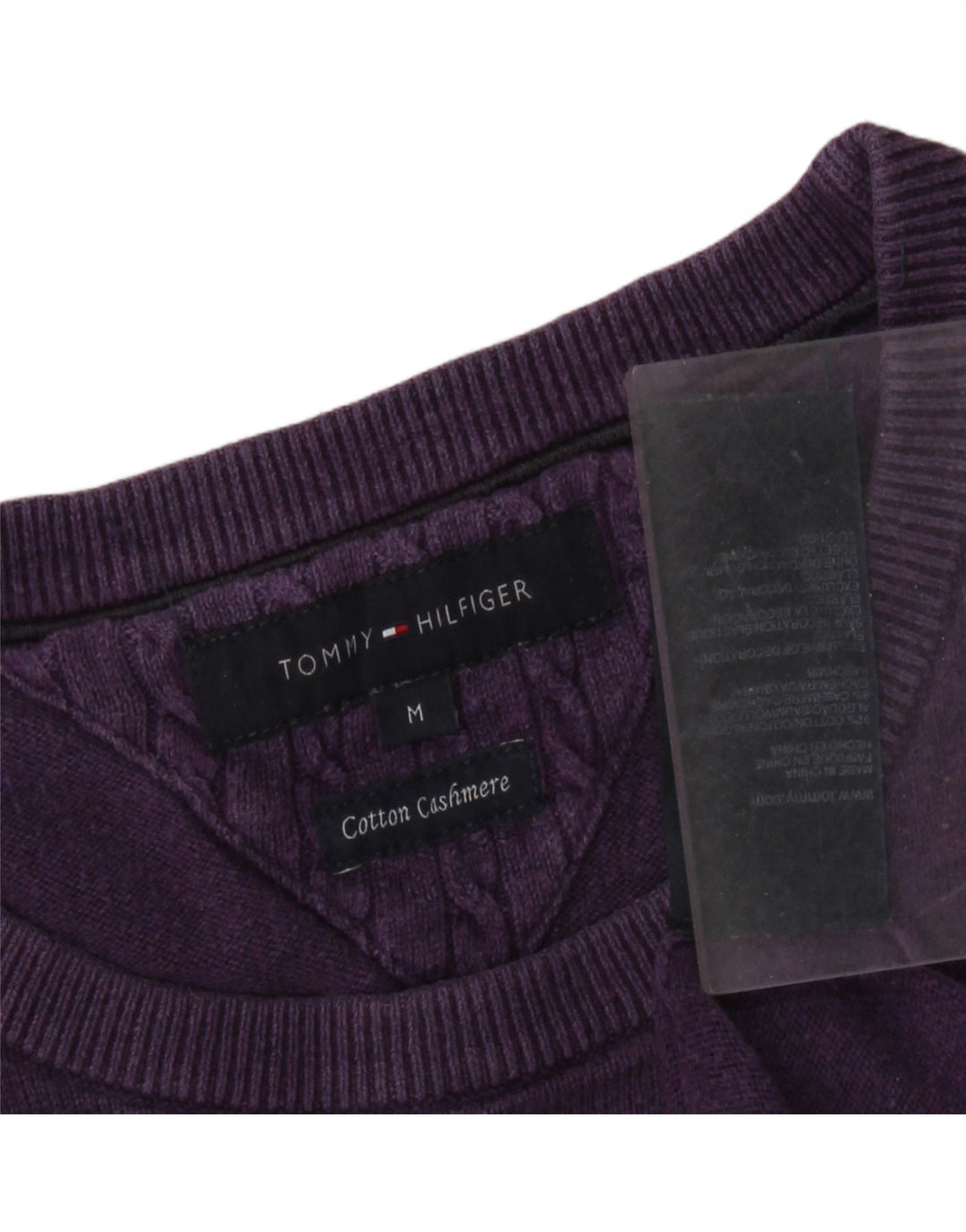 Tommy Hilfiger Pull à col rond pour homme en coton violet moyen
