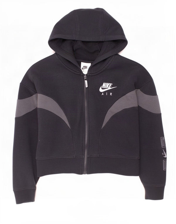 Nike Sweat à capuche zippé graphique pour fille 10-11 ans Noir moyen colour block