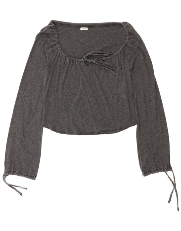 Onyx Haut court à manches longues pour femme - Gris moyen - Coton