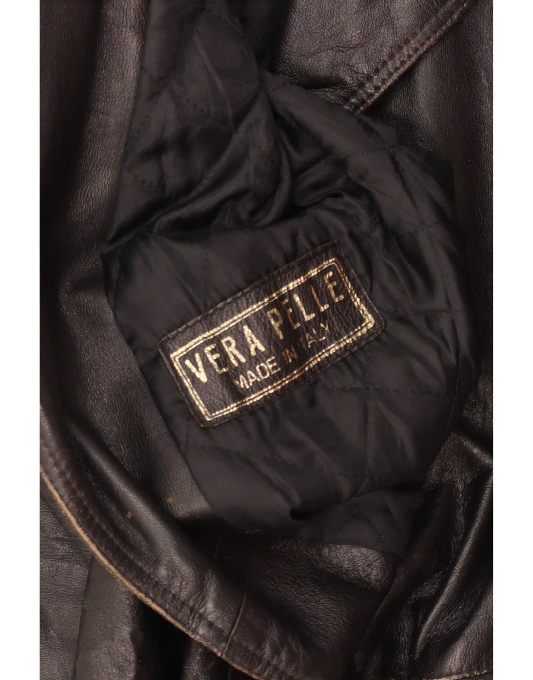 Veste en cuir à manches 3/4 vintage pour femme IT 42 Marron moyen