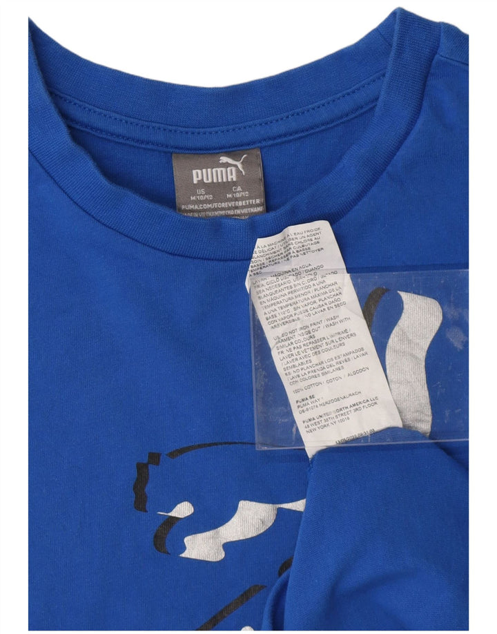 PUMA T-Shirt Graphique Garçon 10-11 Ans Bleu Moyen Coton