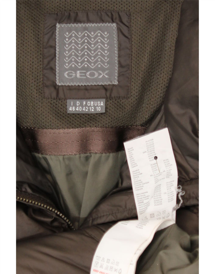 Geox Manteau rembourré à capuche pour femme UK 12 Marron moyen Polyester