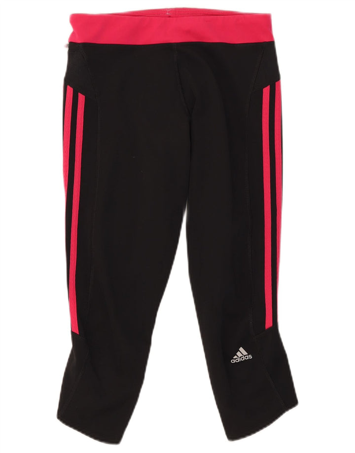 Adidas Legging Capri Femme UK 12 Polyester Colorblock Noir Moyen