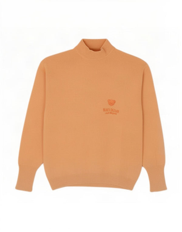 vintage Femme Turtle Neck Jumper Pull IT 44 Laine Orange Moyenne