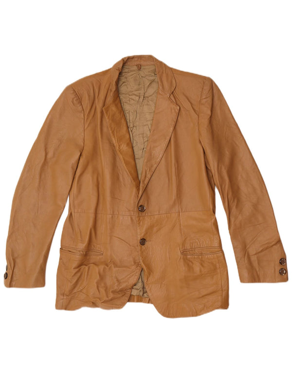 Veste blazer en cuir à 2 boutons vintage pour hommes IT 48 Beige moyen