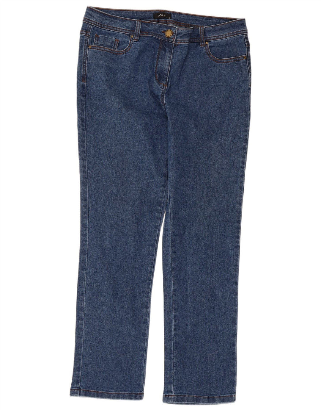M&Co Jean Slim Femme UK 12 Moyen W34 L28 Bleu Coton
