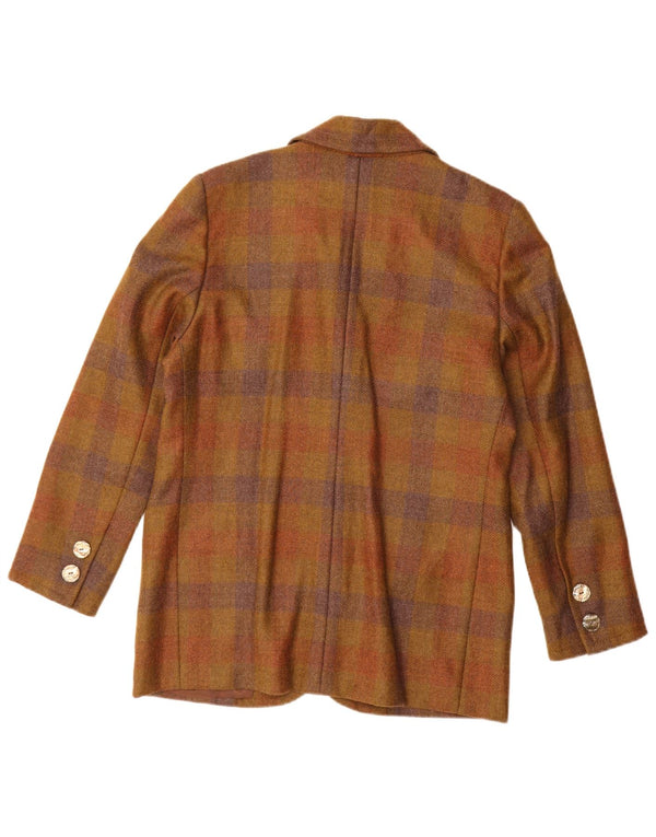 vintage Femme 3 Bouton Blazer Veste UK 14 Moyen Beige Check