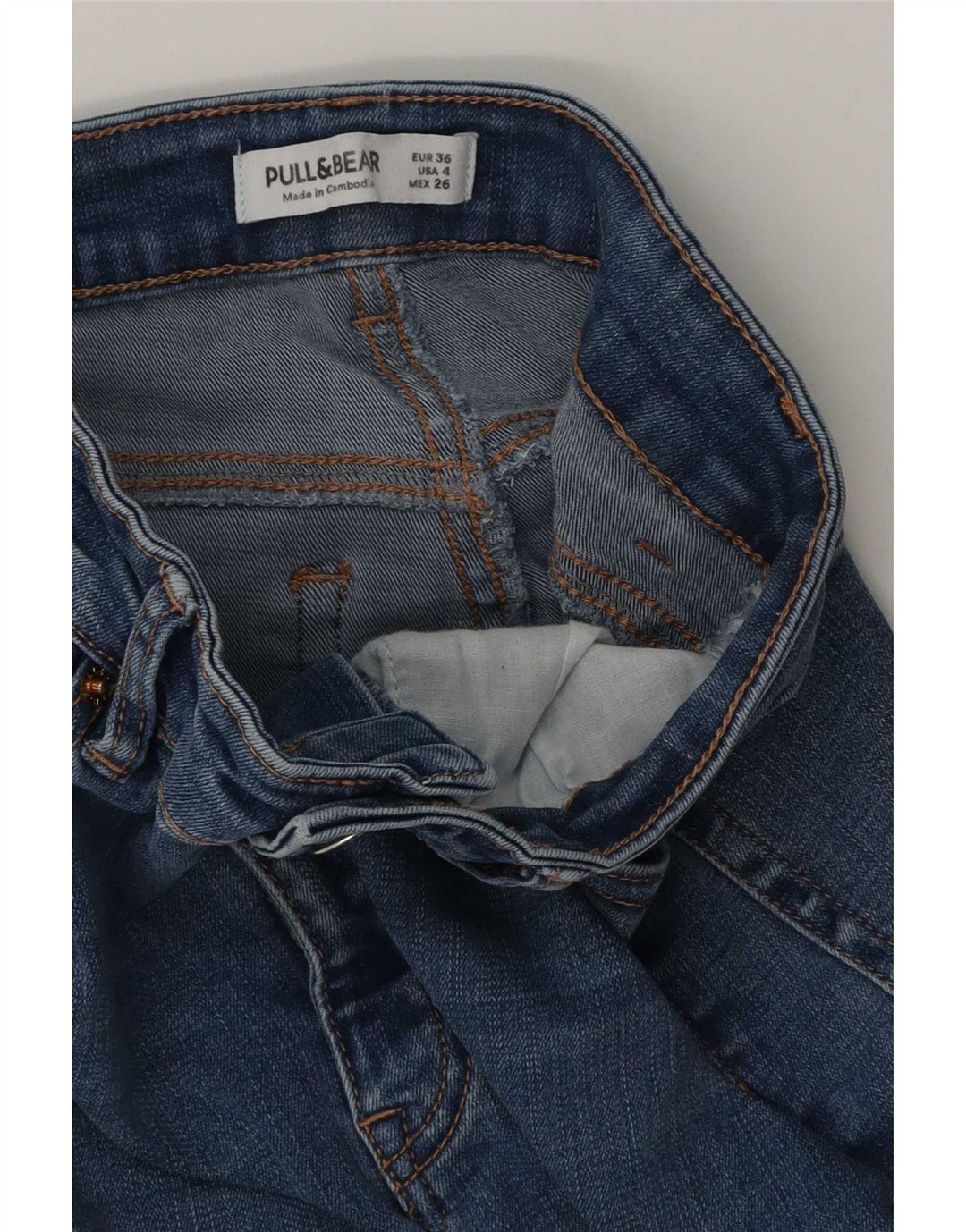 Pull & Bear Jean évasé pour femme EU 36 Small W26 L32 Bleu