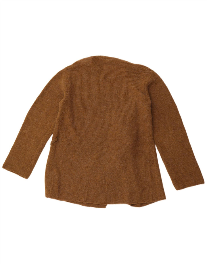 ZARA Femme Cardigan Pull UK 10 Petit Marron Polyamide