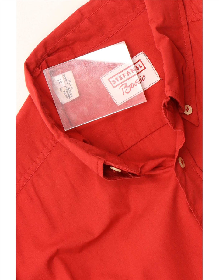 Stefanel Chemise à Manches Courtes Homme Rouge Moyen Coton