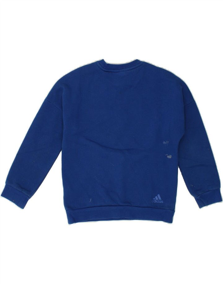 ADIDAS Boys Graphic Sweatshirt Jumper 7-8 Years Blue Cotton Vintage Adidas and Second-Hand Adidas from Messina Hembry 