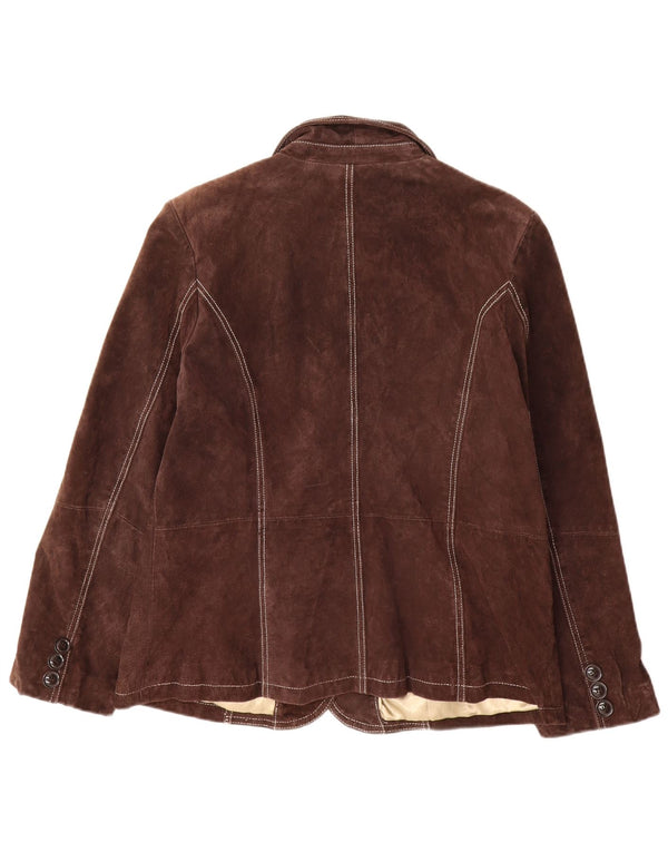 Yessica Veste blazer en daim à 3 boutons pour femme EU 46 XL Cuir marron
