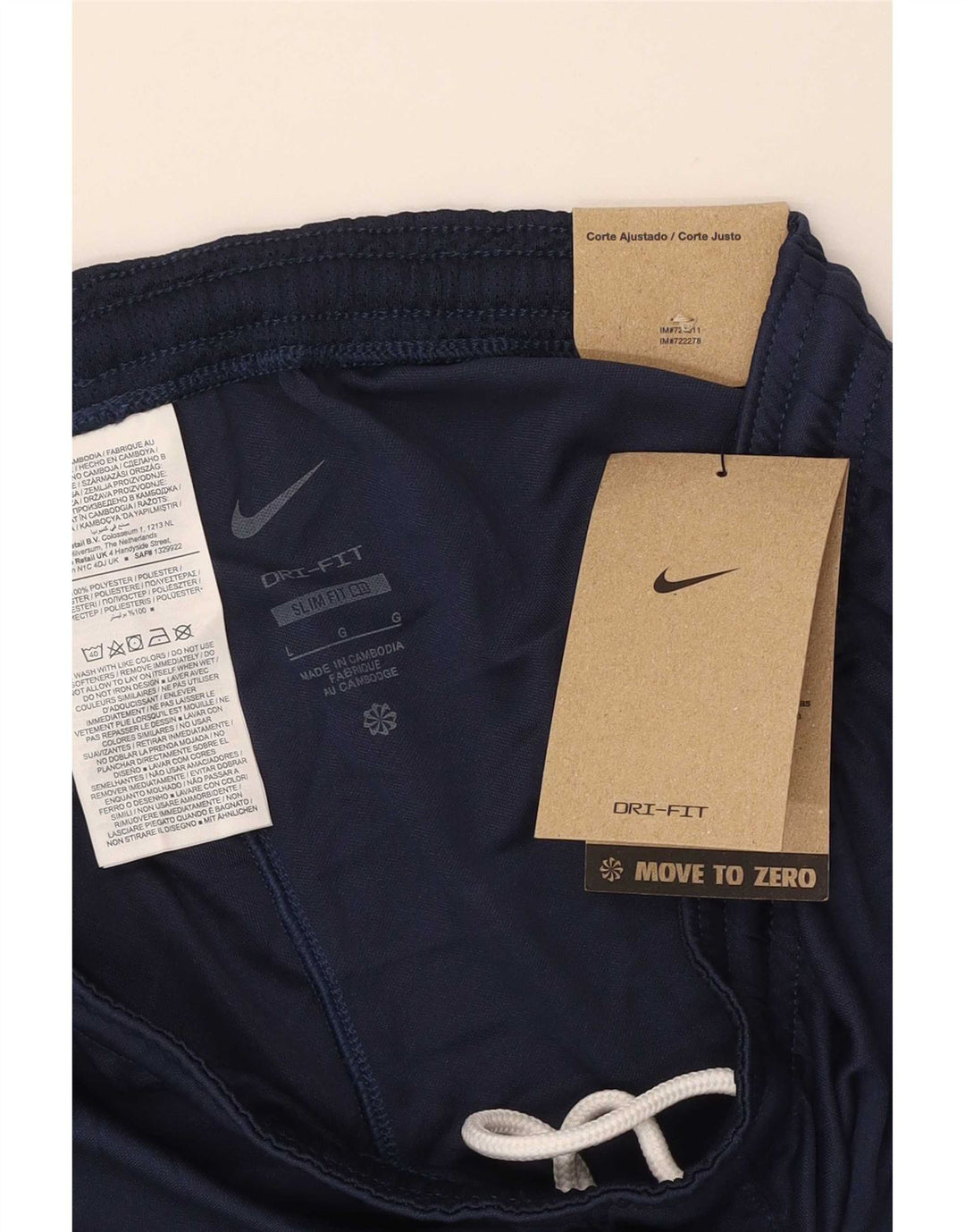 Nike Short de sport Dri Fit pour homme en polyester bleu marine Taille L