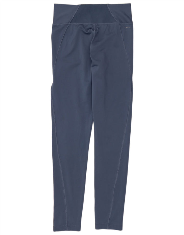 ADIDAS Femmes Climalite Leggings UK 8/10 Petit Bleu Polyester