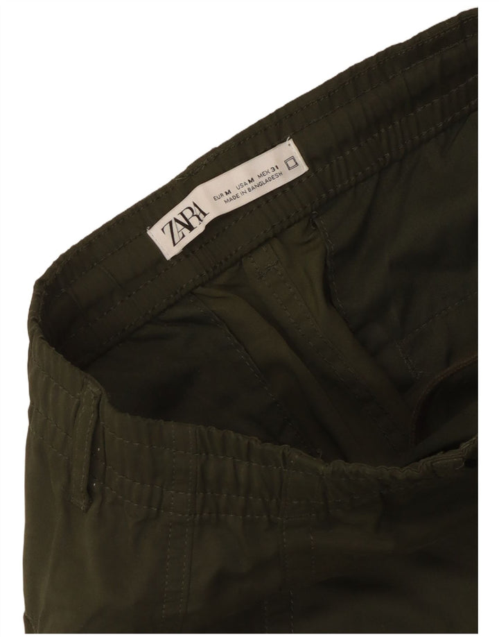 Zara Pantalon Cargo Crop Joggers Femme Moyen W31 L25 Kaki