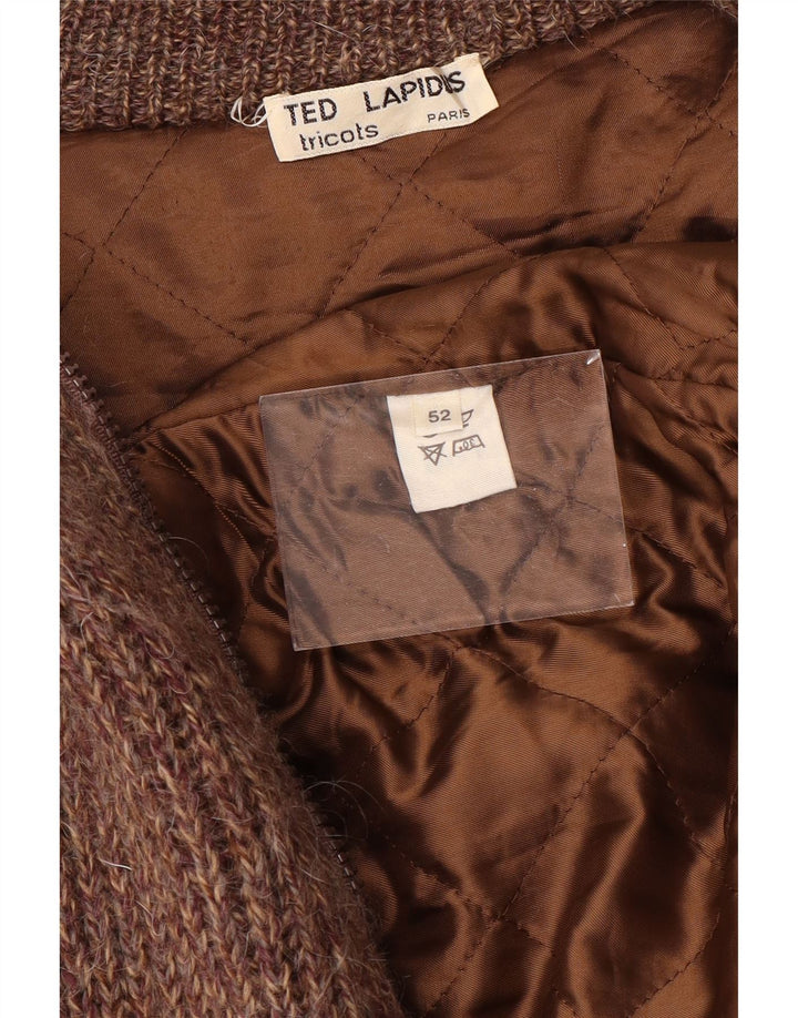 Ted Lapidus Veste Bomber En Tricot Pour Homme IT 52 XL Laine Mouchetée Marron