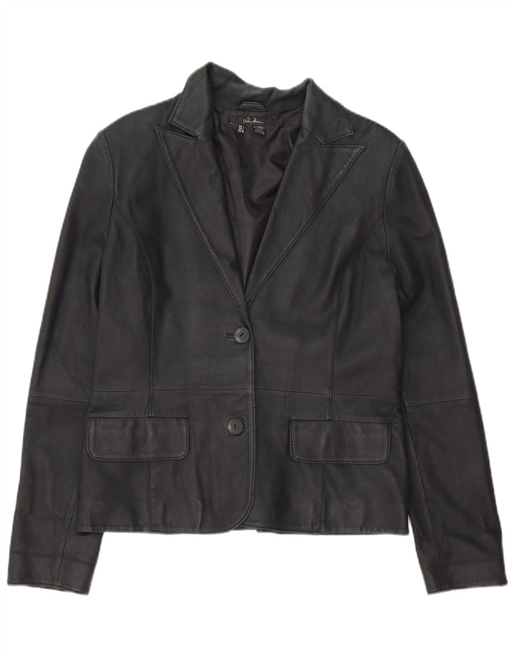 Zara Veste blazer en cuir à 2 boutons pour femme UK 16 Large Noir