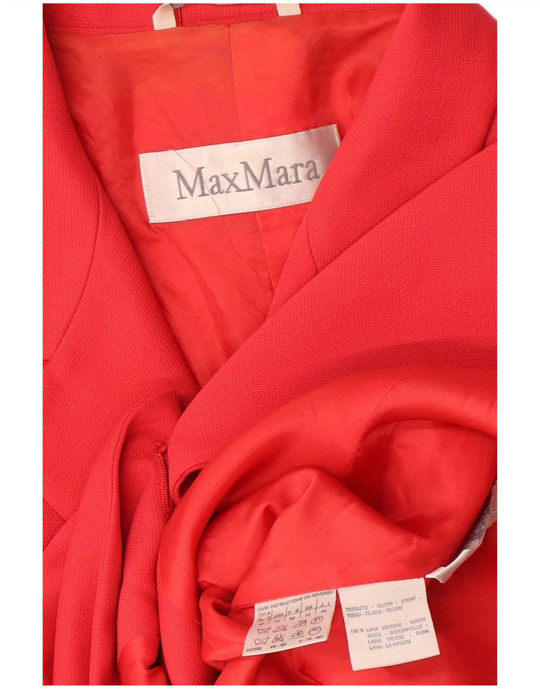 Max Mara Veste Blazer 3 Boutons Femme UK 12 Laine Rouge Moyen