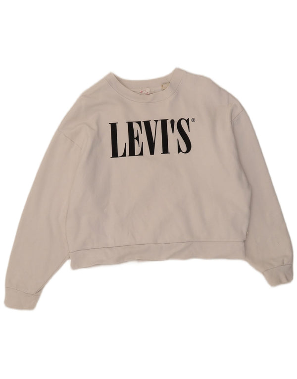 Levi's Sweat-shirt oversize Crop Graphic pour femme UK 10 Small Blanc