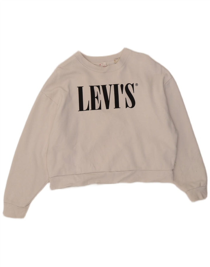 Levi's Sweat-shirt oversize Crop Graphic pour femme UK 10 Small Blanc