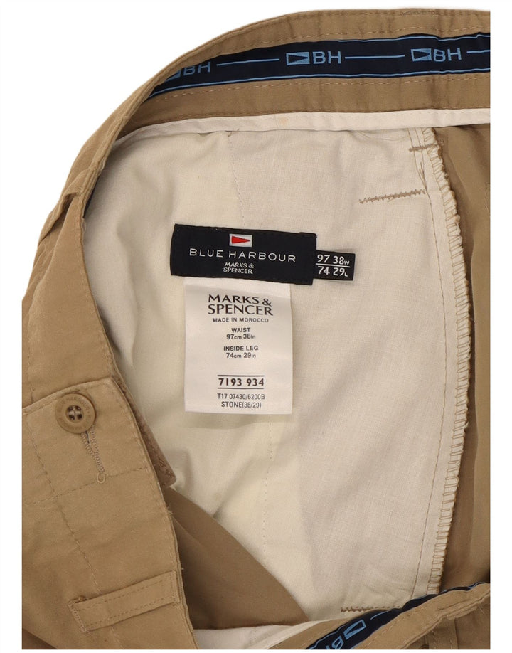 Marks & Spencer Pantalon Chino Bootcut Bleu Harbor Homme W38 L29 Beige