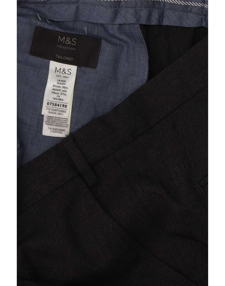 Marks & Spencer Pantalon Chino Coupe Ajustée Homme W36 L31 Gris Polyester