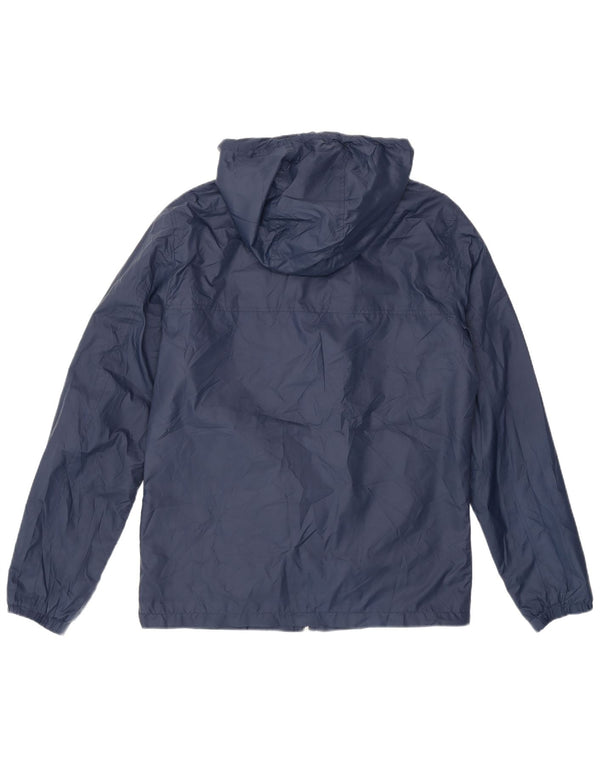 Jack & Jones Mens Hooded Rain Jacket UK 38 Medium Navy Blue Colourblock