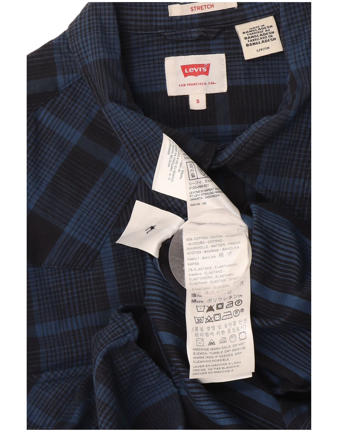 Levi's Chemise Homme Petit Carreau Bleu Marine Coton