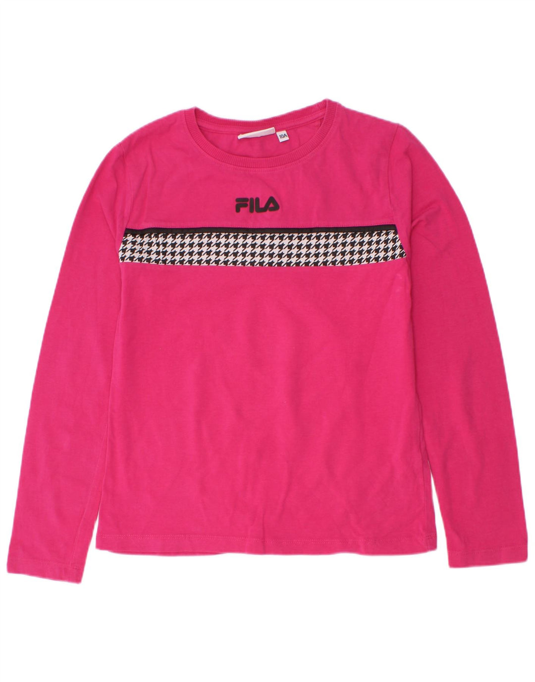 Fila Haut Fille Manches Longues 9-10 ans Rose Pied-de-Poule