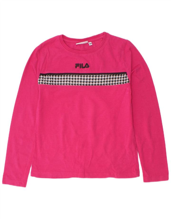 Fila Haut Fille Manches Longues 9-10 ans Rose Pied-de-Poule