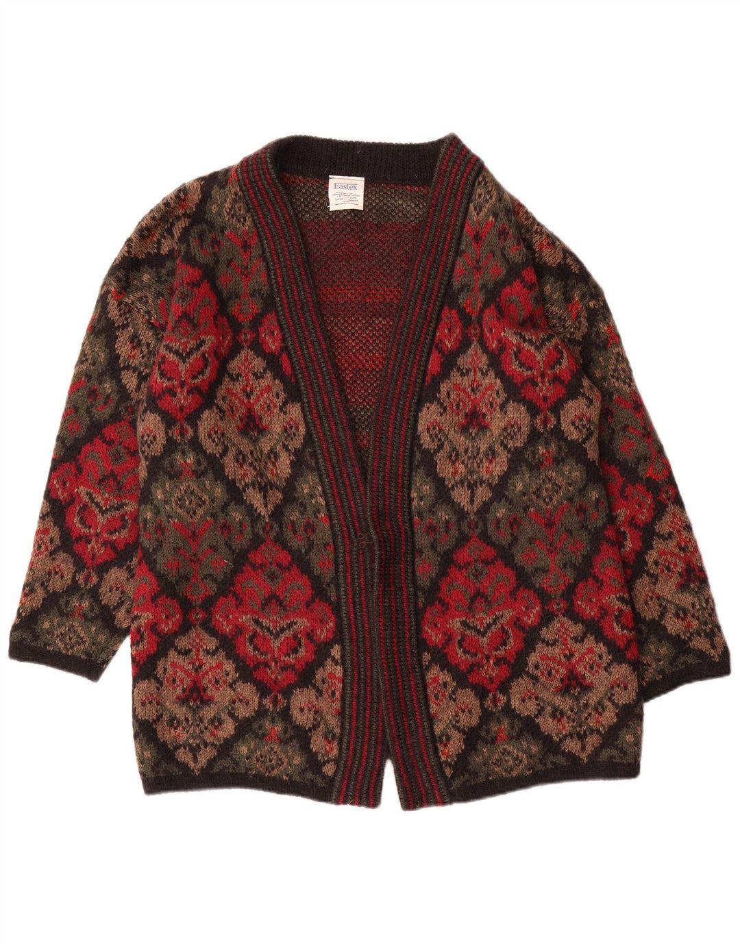 EASTEX Cardigan surdimensionné pour femme UK 16 Grand rouge Fair Isle Acrylique