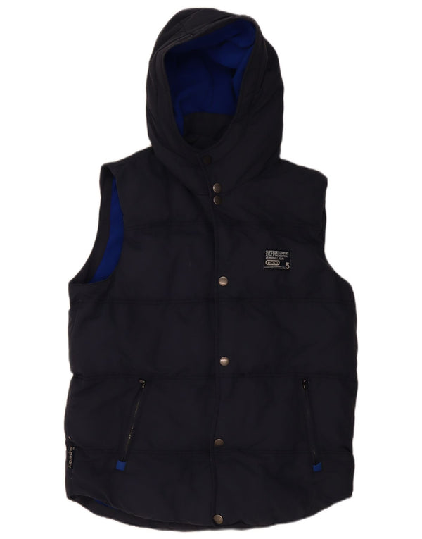 Superdry Gilet rembourré à capuche pour homme UK 42 XL Bleu marine Nylon