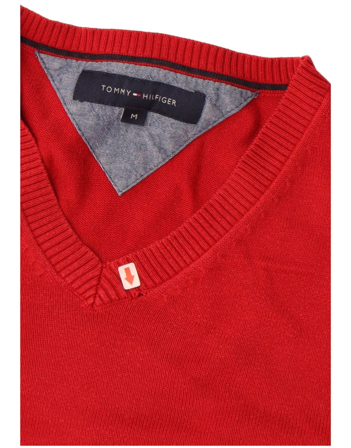 TOMMY HILFIGER Pull Col V Homme Rouge Moyen Coton