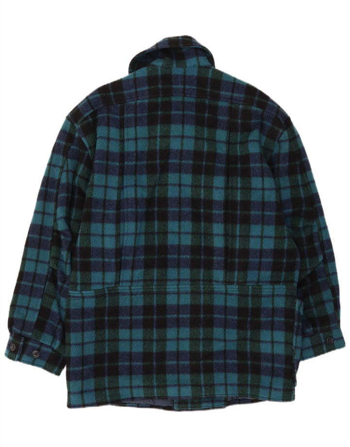 vintage Mens Overcoat IT 50 Grande laine à carreaux verts