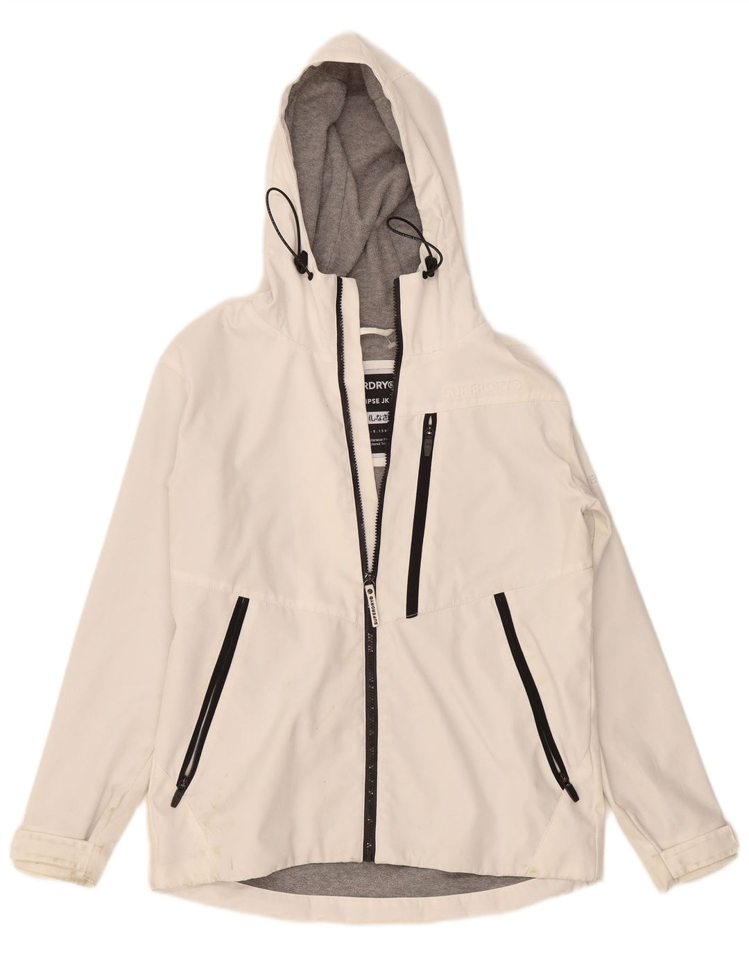 Superdry Veste coupe-vent surdimensionnée à capuche pour femme UK 10 Small Blanc