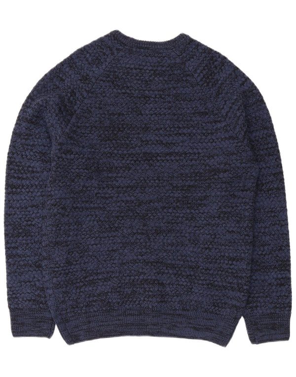 Crew Clothing Mens Boat Neck Jumper Sweater Large Navy Blue Flecked Acrylic